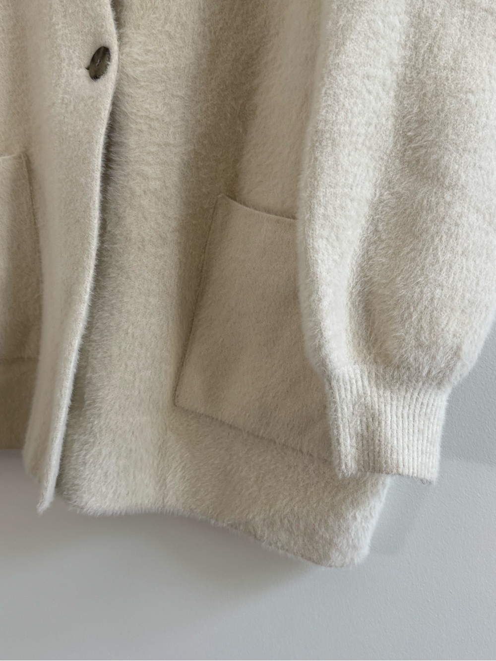 Dynamite Cream Oversized Fuzzy Button Cardigan - Picture 2 of 7
